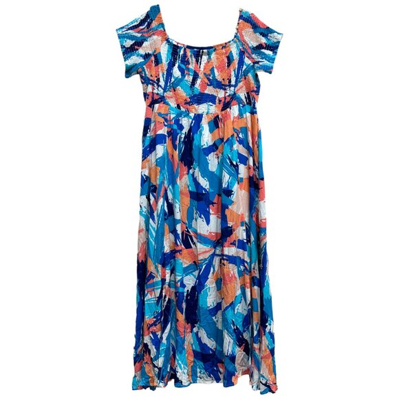 LORALETTE - Raelynn Dress Abstract Smocking Maxi NEW - Picture 3 of 13